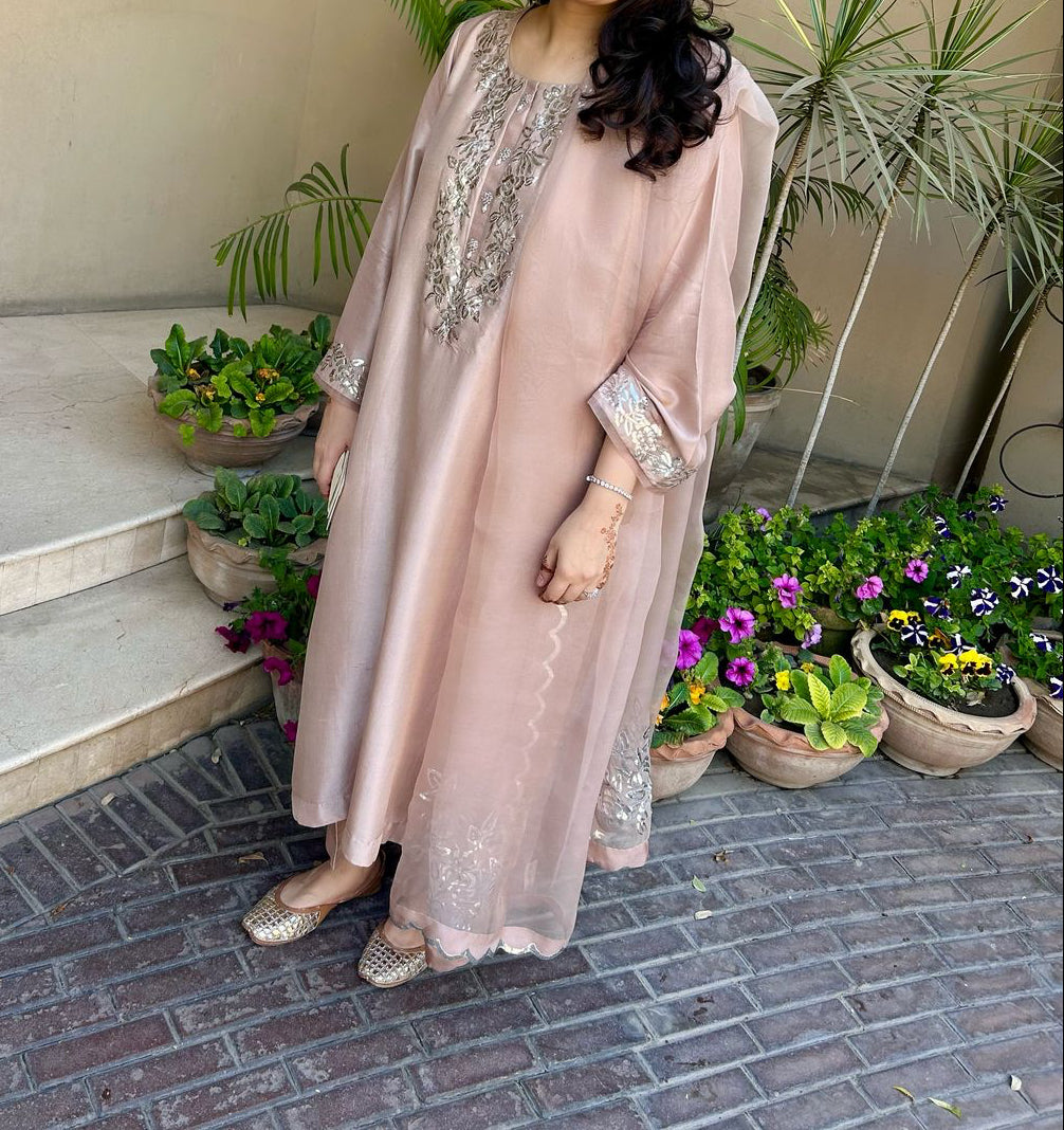 Bow Bouquet Mukaish Organza Dupatta (L25-OR-04)