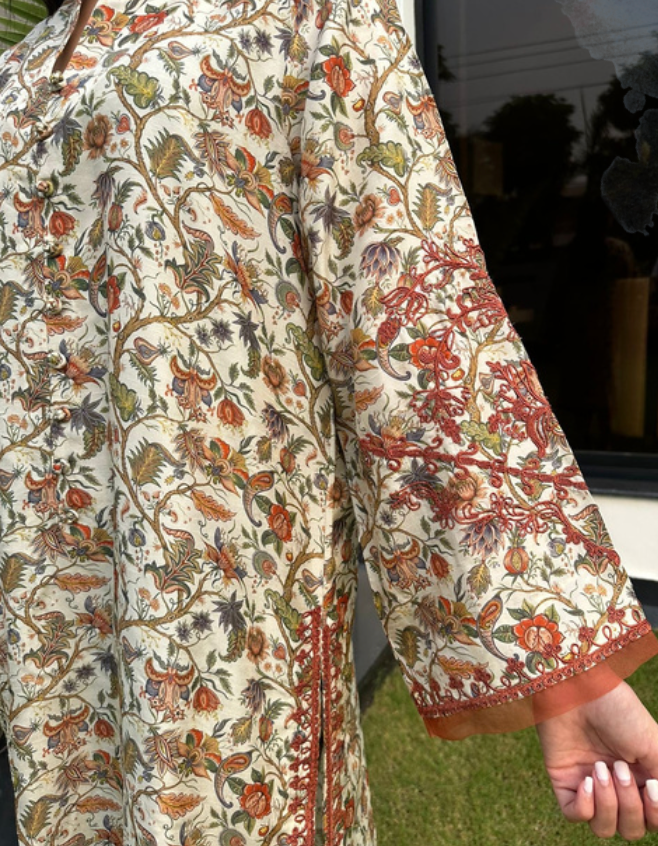 Rust Printed Raw Silk (L-RS-06)