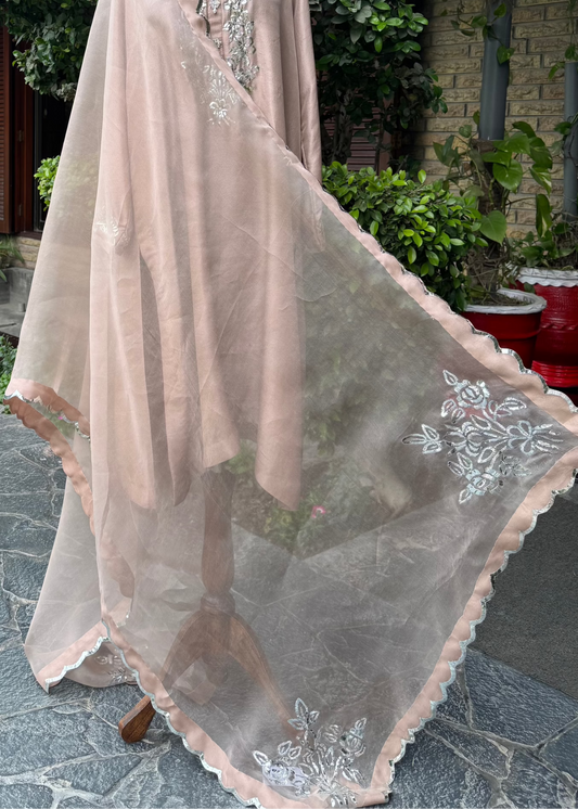 Bow Bouquet Mukaish Organza Dupatta (L25-OR-04)