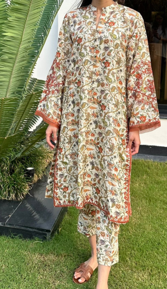 Rust Printed Raw Silk (L-RS-06)